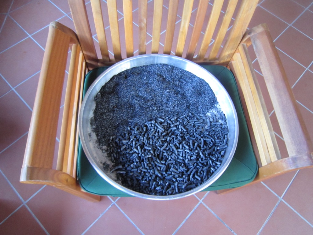 Rice husk and pellet char
